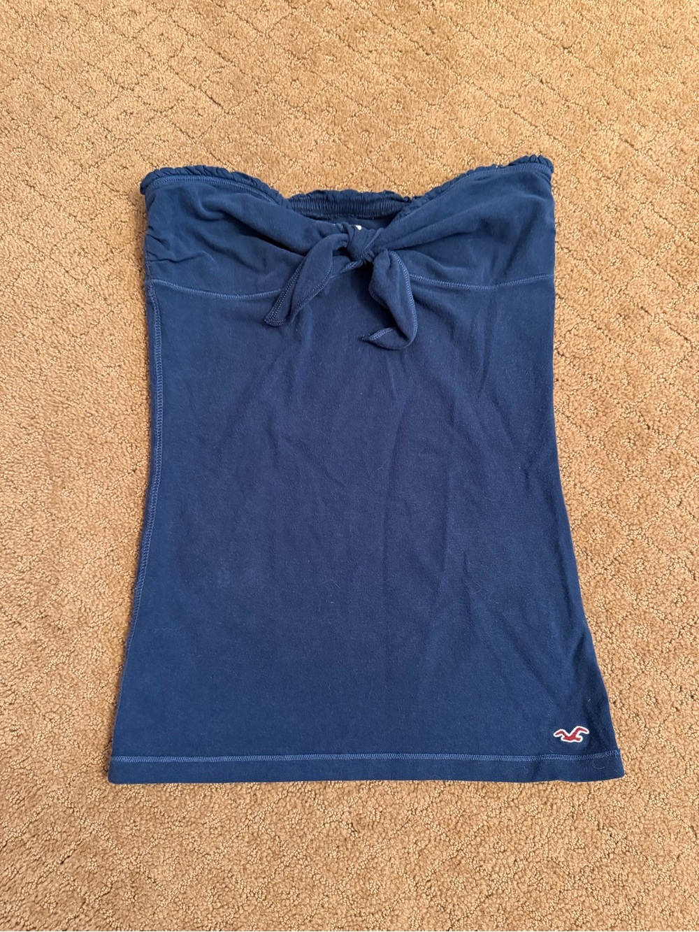 Vintage Hollister Navy Babydoll Strapless Solid Tube Top Front Tie Women’s M Y2K